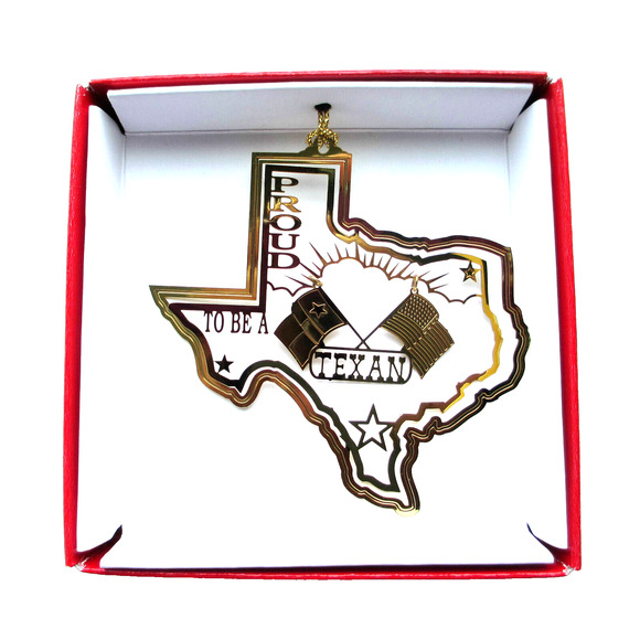 Proud to be a Texan Brass Ornament Texas State American Flag - Picture 4 of 8